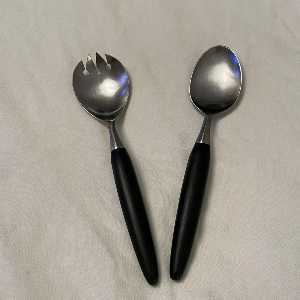 Vintage “400” BY PRESENT Stainless Japan Salad Serving Spoon Set BAKELITE Handle